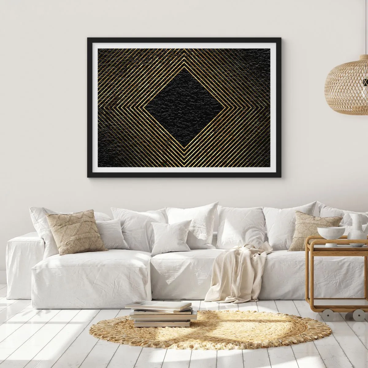 Plagát v čiernom ráme - Geometria v štýle glamour - 70x50 cm