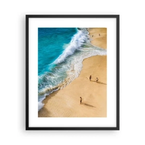 Plagát v čiernom ráme - A potom slnko, pláž… - 40x50 cm