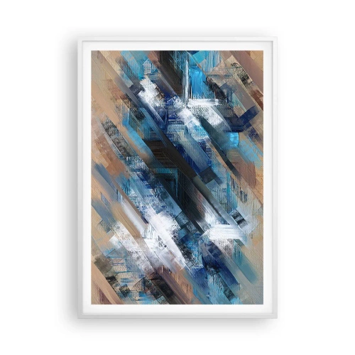 Plagát v bielom ráme - Modrá šikmosť - 70x100 cm