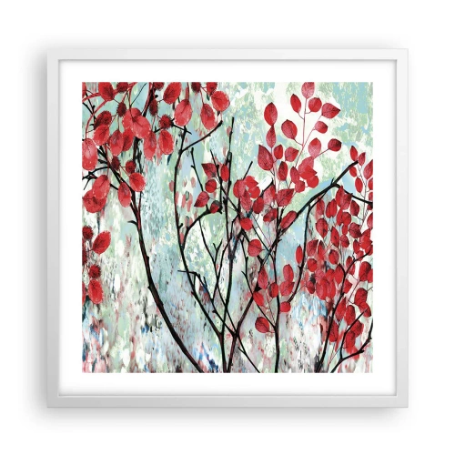 Plagát v bielom ráme - Strom v šarlátovej - 50x50 cm