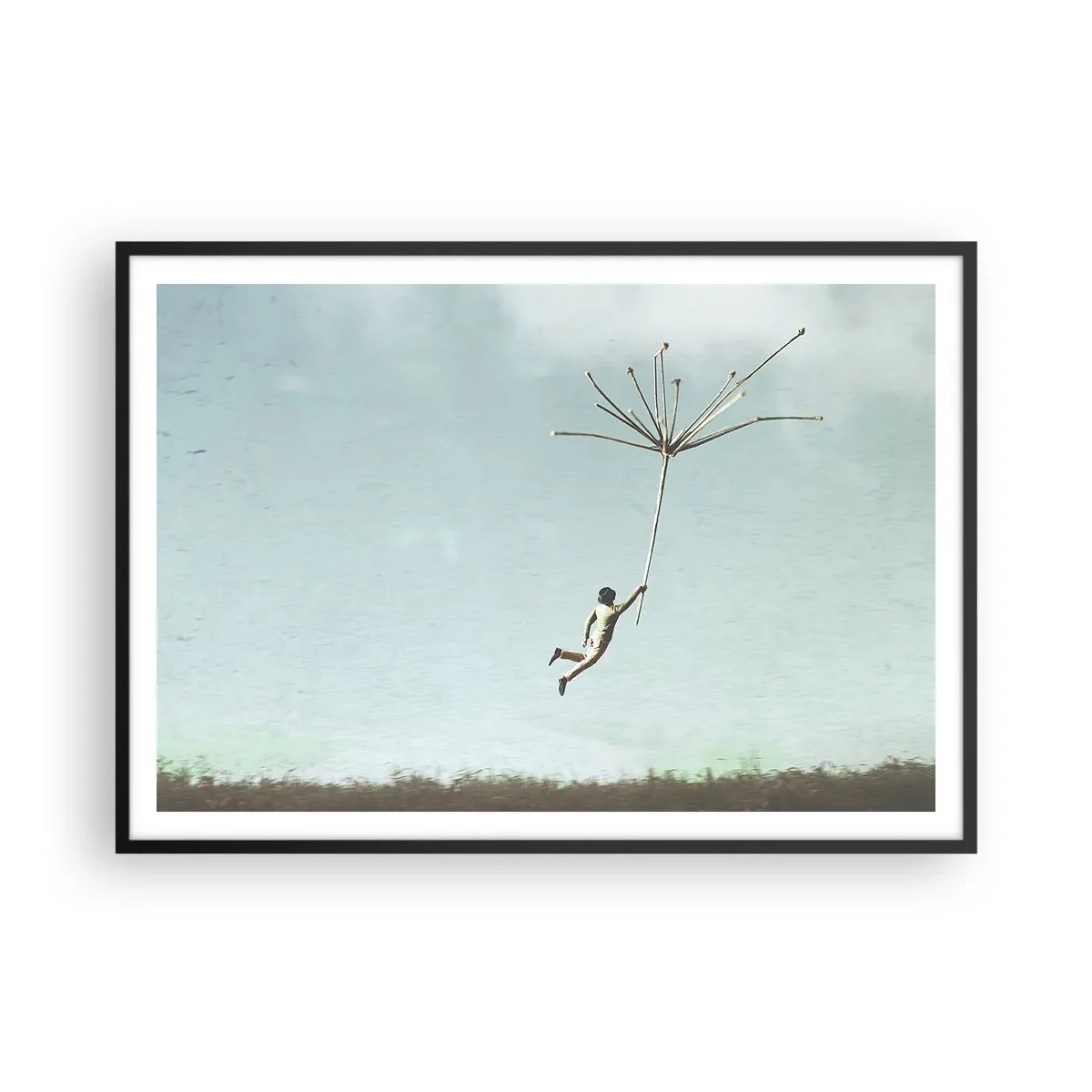 Plagát v čiernom ráme - Lietajúca púpava - 100x70 cm