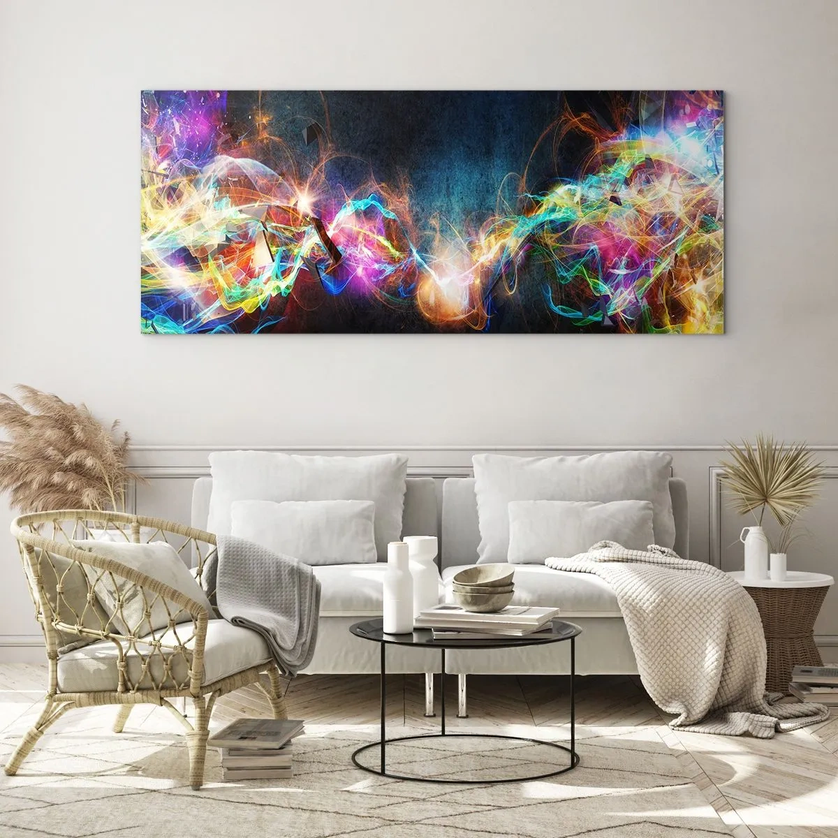 Obraz na skle - Radostne proti tme - 140x50 cm