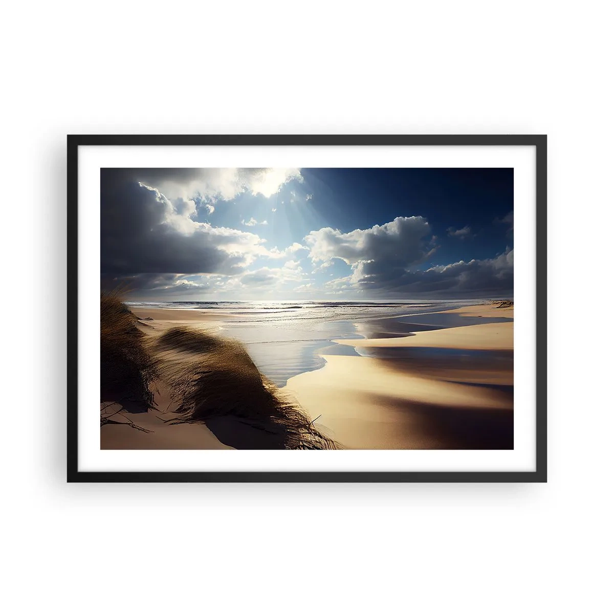 Plagát v čiernom ráme - Pláž, divoká pláž - 70x50 cm