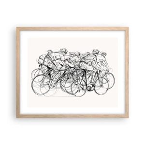 Plagát v ráme zo svetlého duba - Spoločne v tíme - 50x40 cm