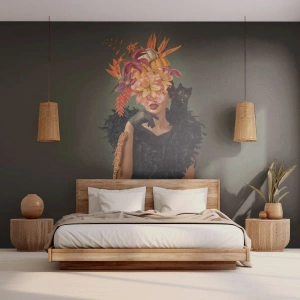 Samolepiaca Fototapeta Deluxe Sticker - Kúzlo čarodejnice - Abstrakcia, Žena, Kvety - 450x315 cm