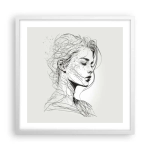 Plagát v bielom ráme - Portrét v zamyslení - 50x50 cm