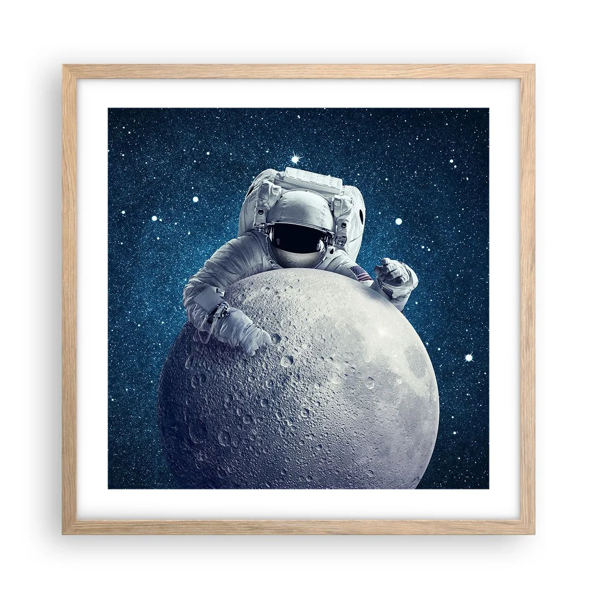 Plagát v ráme zo svetlého duba - Vesmírny vtipkár - 50x50 cm