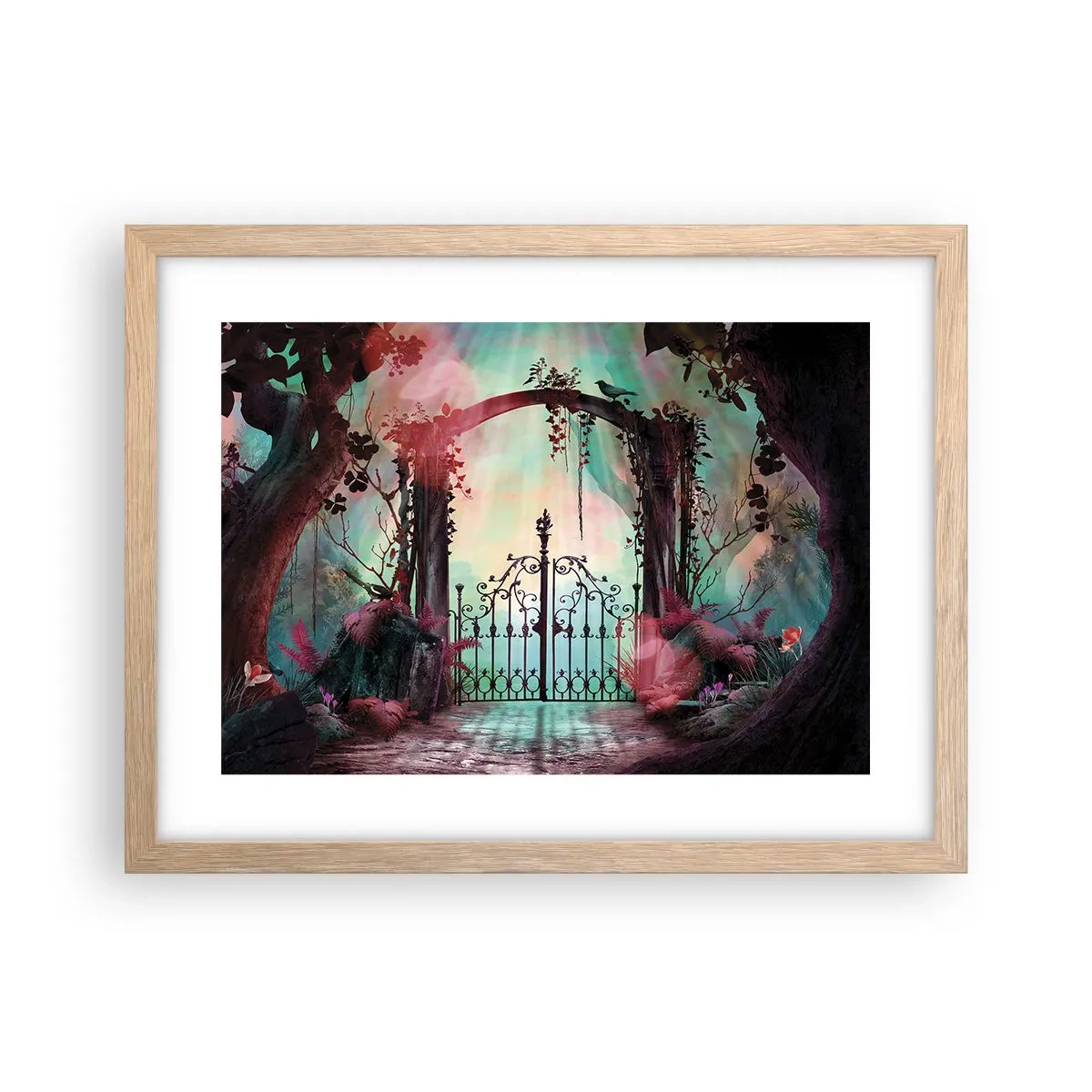Plagát v ráme zo svetlého duba - Tajná záhrada - 40x30 cm