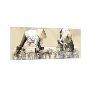 Obraz na skle - Úspešný zber - 100x40 cm
