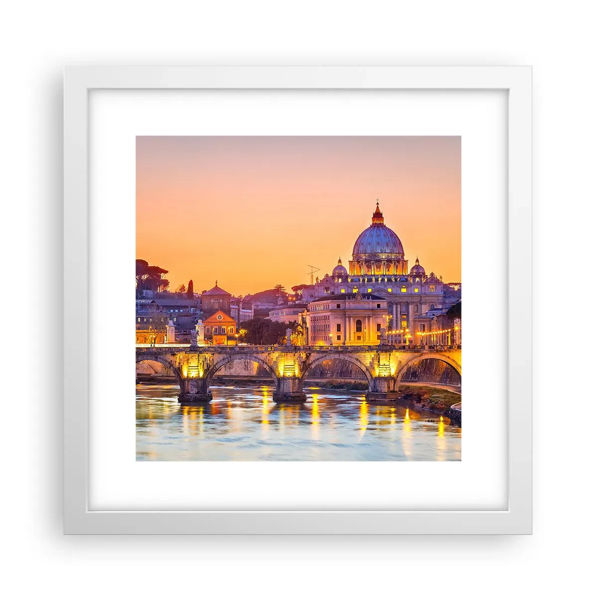 Plagát v bielom ráme - Súmrak nad Večným mestom - 30x30 cm