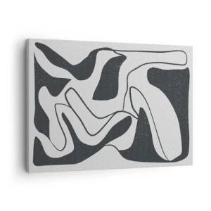 Obraz na plátne - Čiernobiela abstrakcia s organickými tvarmi - 70x50cm - Abstraktná hra v labyrinte - Moderná nástenná dekorácia do obývacej izby a spálne ARTTOR