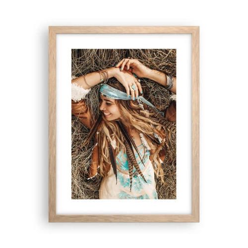 Plagát v ráme zo svetlého duba - Na ceste do leta lásky - 30x40 cm