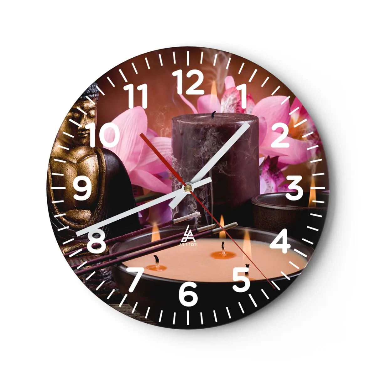 Nástenné hodiny - Očistiť myseľ, upokojiť telo - 40x40 cm