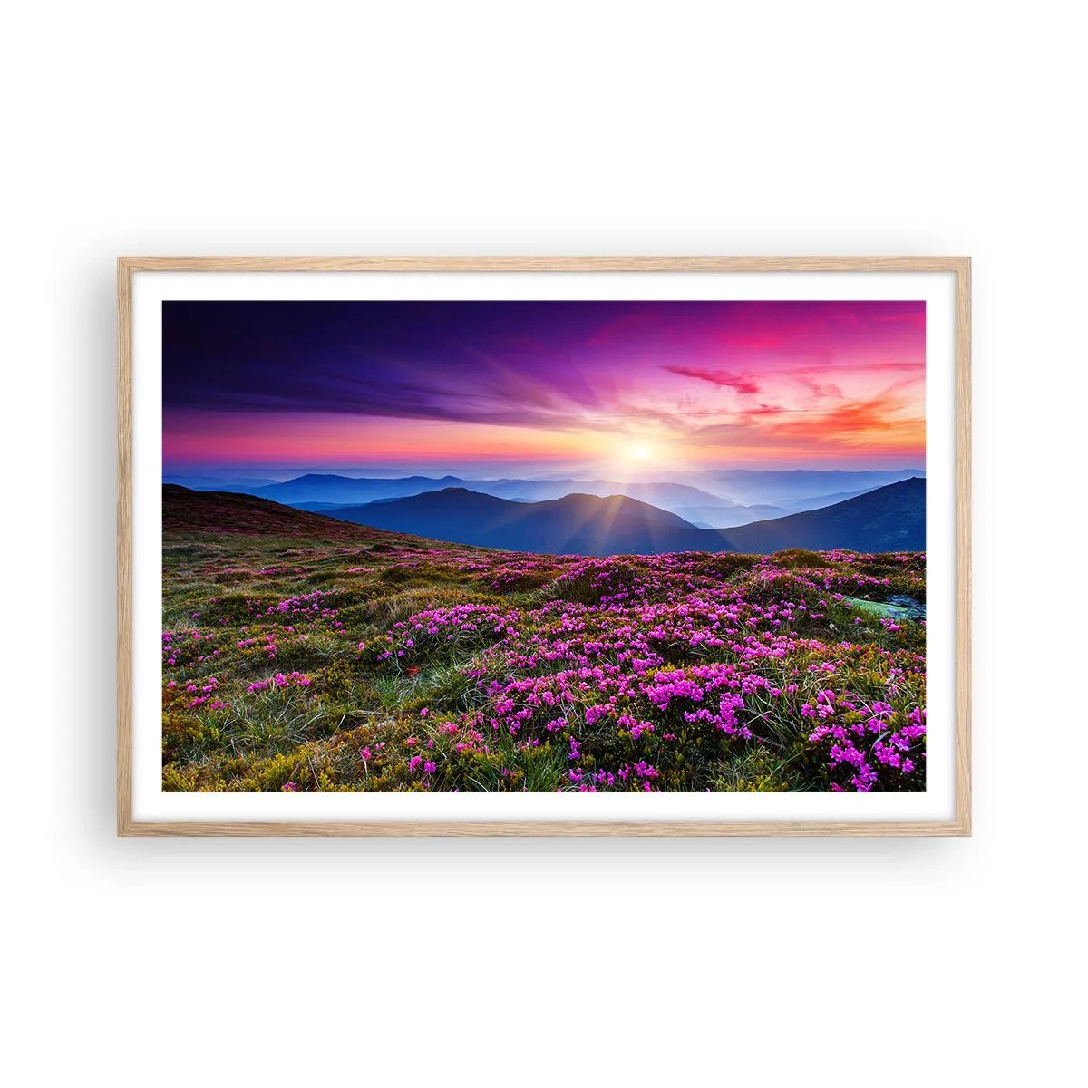 Plagát v ráme zo svetlého duba - Zavoňali svieže púčiky byliniek z obilných polí - 91x61 cm