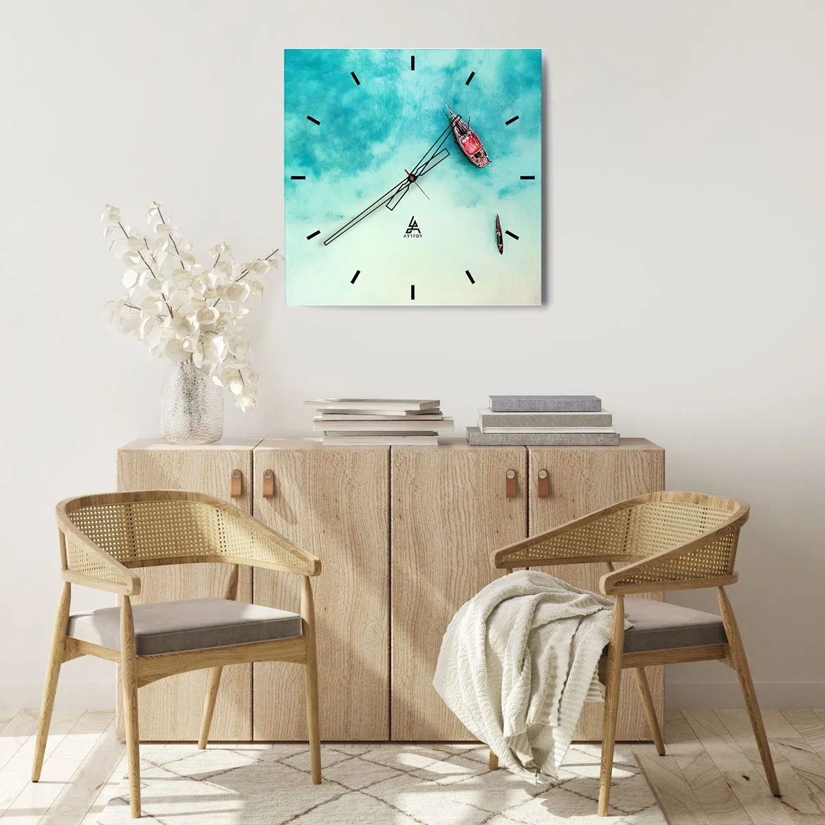 Nástenné hodiny - Pretože na plážach Zanzibaru, keď je prebytok vody… - 40x40 cm