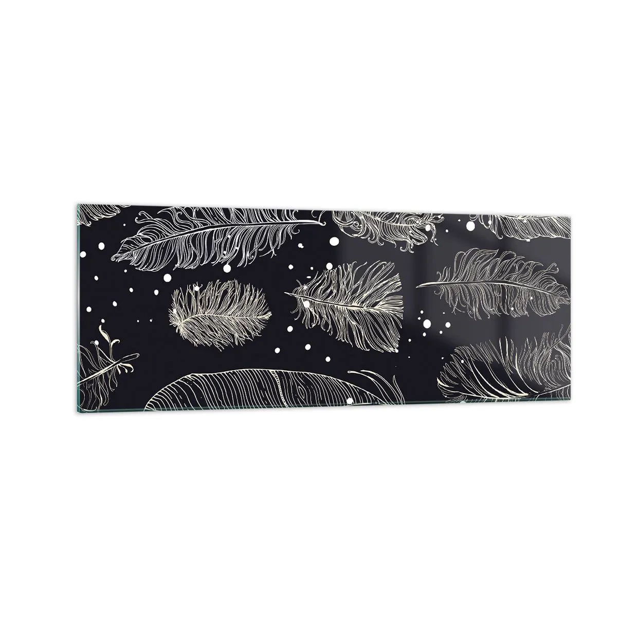Obraz na skle - Čipka s perím - 140x50 cm