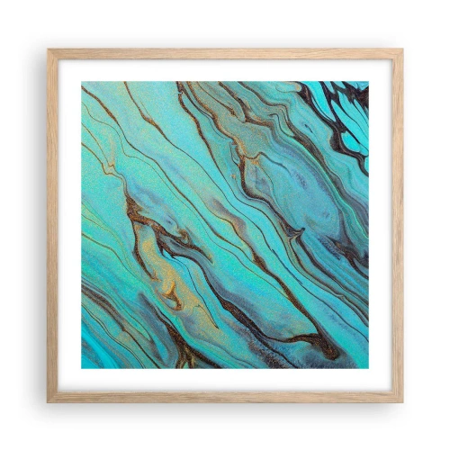 Plagát v ráme zo svetlého duba - Tyrkysový príliv - 50x50 cm