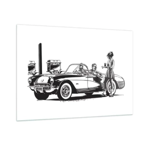 Obraz na skle - 60. - bezstarostná Amerika - 100x70 cm