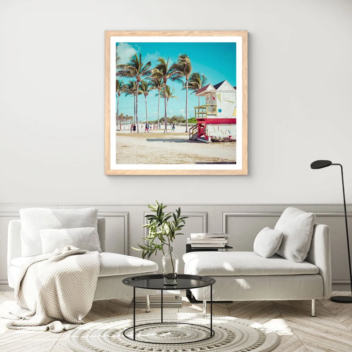 Plagát v ráme zo svetlého duba - Čaká ťa krásny deň - 40x40 cm