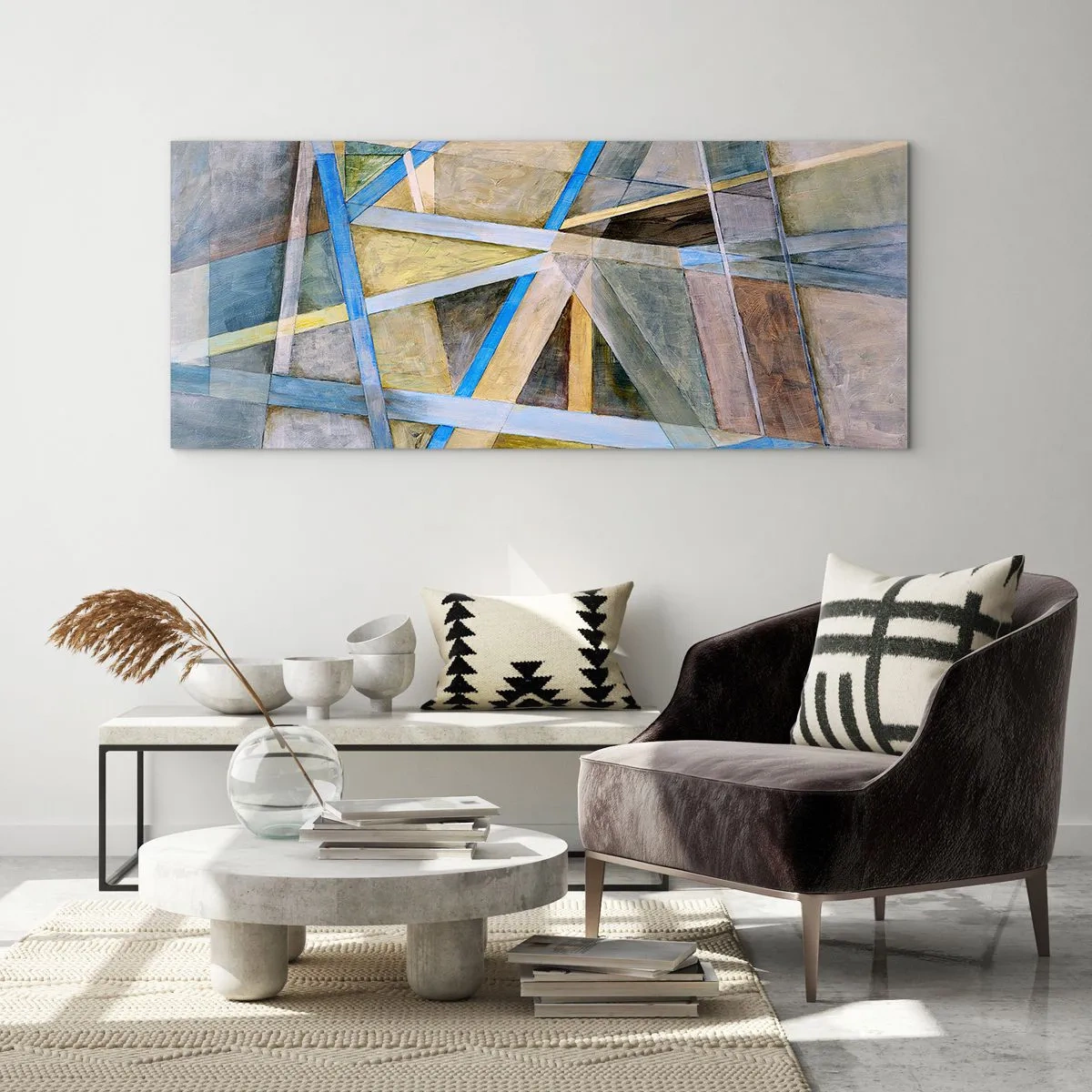 Obraz na skle - Priamo alebo diagonálne? - 100x40 cm