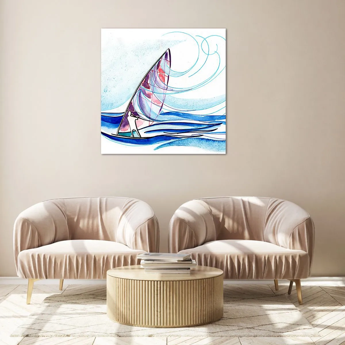 Obraz na skle - S vetrom v rytme vĺn - 60x60 cm