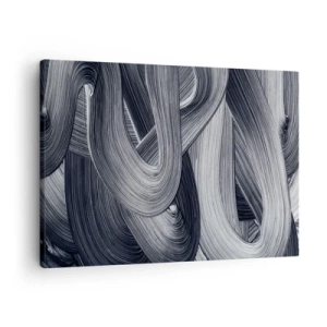 Obraz na plátne - Čiernobiela abstrakcia s dynamickými ťahmi štetcom. - 70x50cm - Plynulosť reality - Moderná nástenná dekorácia do obývacej izby a spálne ARTTOR