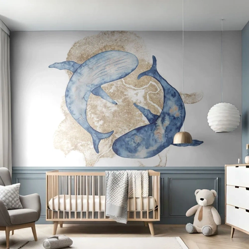 Fototapeta Premium Canvas - Priateľstvo alebo láska? - Delfíny, Abstrakcia, Kus - 300x210 cm