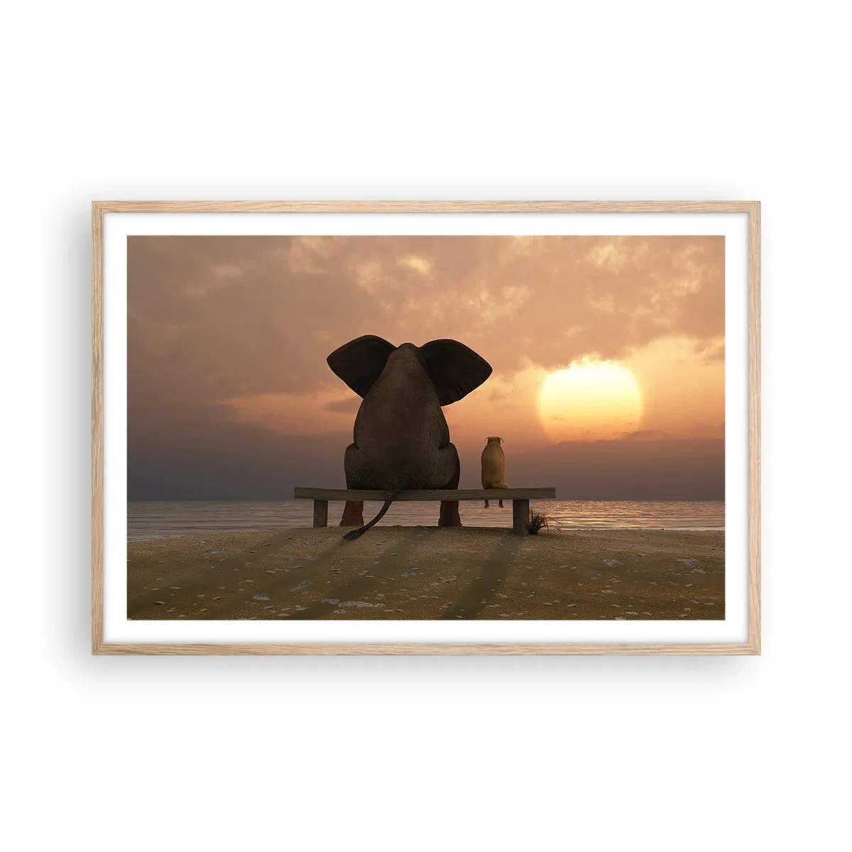 Plagát v ráme zo svetlého duba - Je skvelé spolu mlčať - 91x61 cm