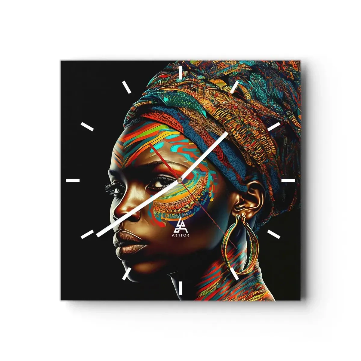 Nástenné hodiny - Africká kráľovná - 30x30 cm