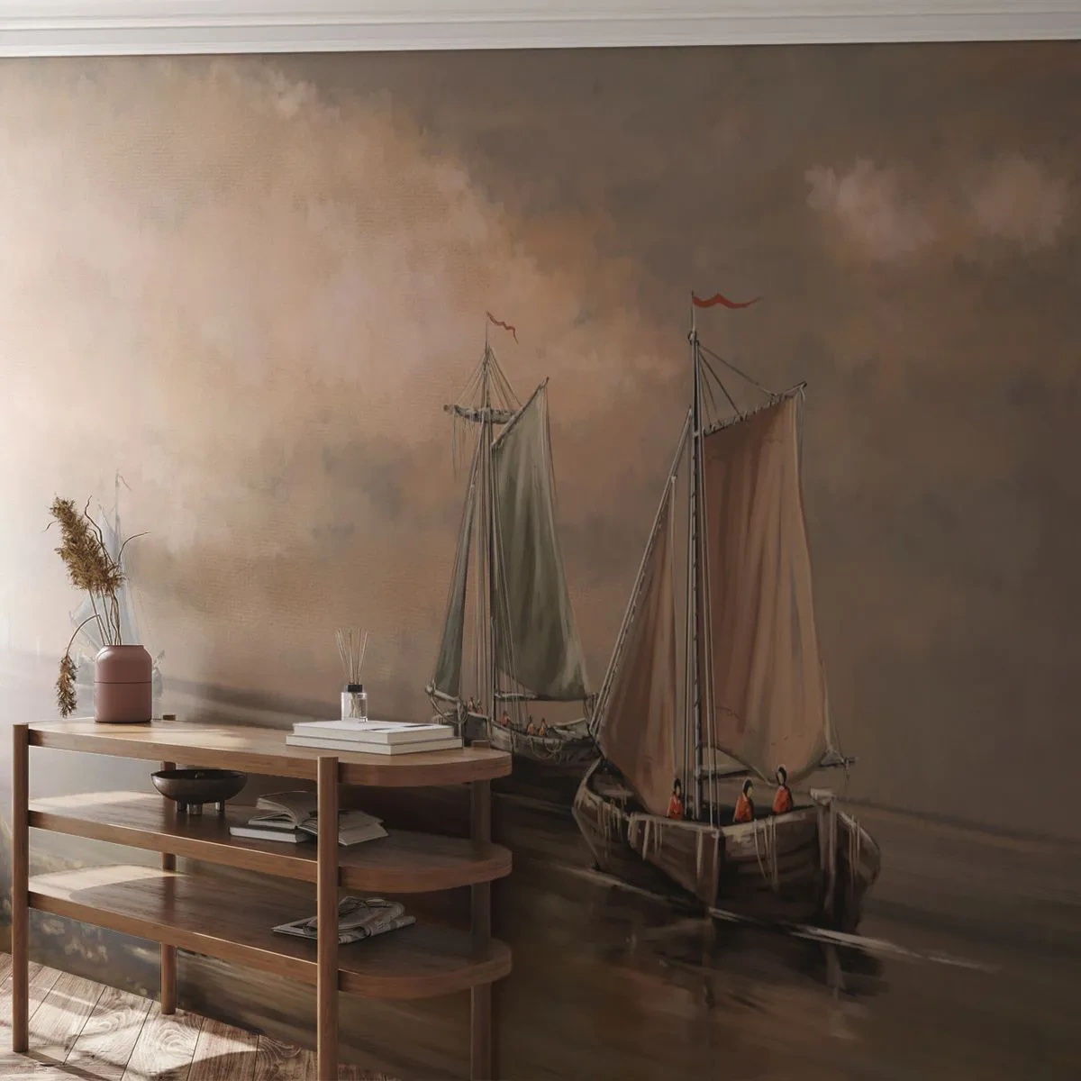 Fototapeta Premium Canvas - Návrat námorníkov - Krajina, Rybarska lod, Príroda - 500x350 cm