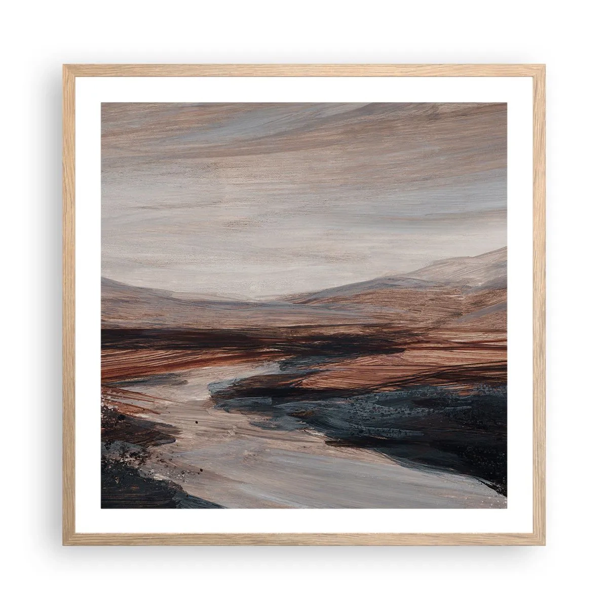 Plagát v ráme zo svetlého duba -  Pokojné údolie - 60x60 cm