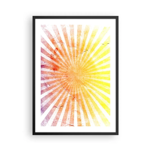 Plagát v čiernom ráme - Abstraktný vzor lúčov v odtieňoch žltej a červenej - 50x70cm - Východy a západy - Moderná nástenná dekorácia do obývacej izby a spálne ARTTOR