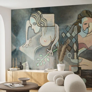 Fototapeta Standard Eco - Abstraktná kompozícia dvoch postáv v geometrickom tvare. - 100x70cm - Mozaika ducha a hmoty - Moderná nástenná dekorácia do obývacej izby a spálne ARTTOR