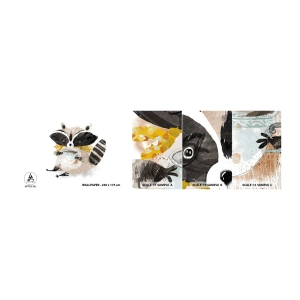 Vzorka samolepiacej fototapety Deluxe Sticker - Môj priateľ mýval - Pre deti, medvedík čistotný, Grafika - 100x30 cm