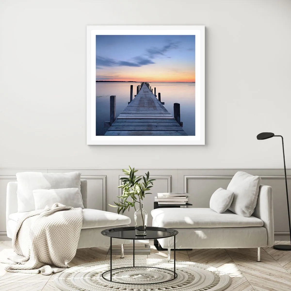 Plagát v bielom ráme - Pokoj príjemného súmraku - 40x40 cm