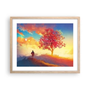 Plagát v ráme zo svetlého duba - Pútnik pri cieli - 50x40 cm