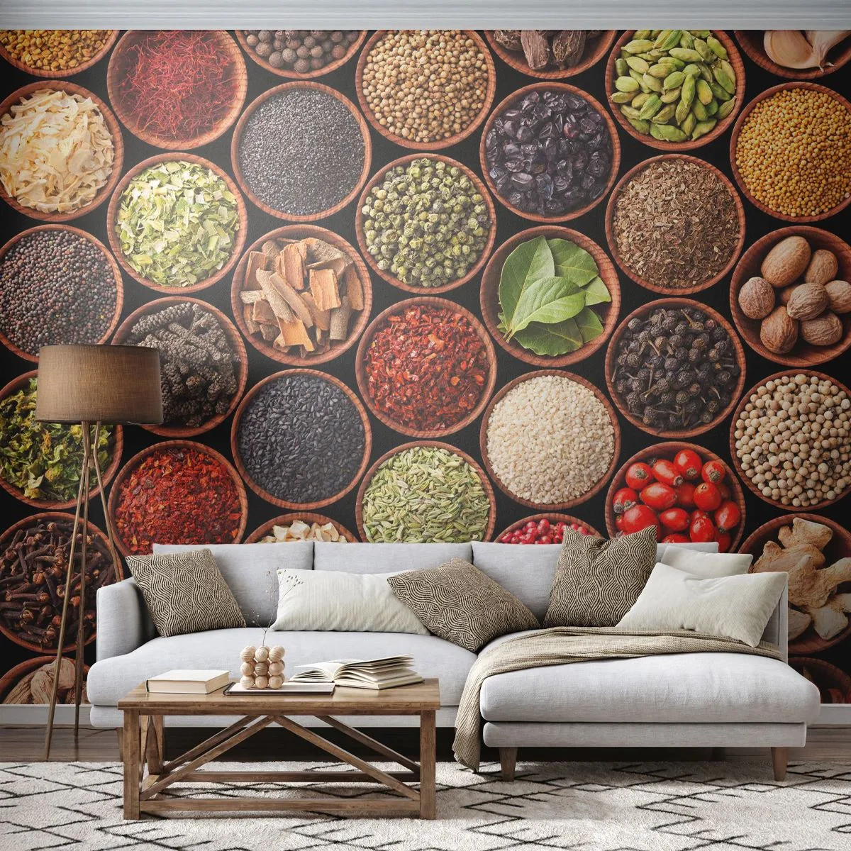 Samolepiaca Fototapeta Deluxe Sticker - Všetky chute sveta - Gastronómia, Korenie, Sušené bylinky - 250x175 cm