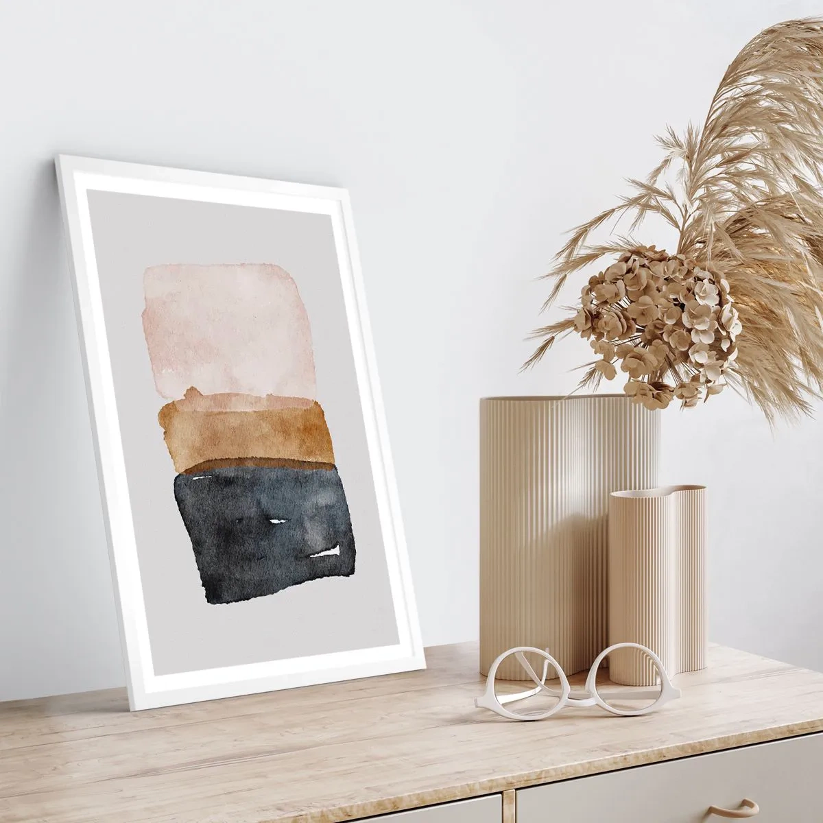 Plagát v bielom ráme - Kompozícia zemitých farieb - 70x100 cm