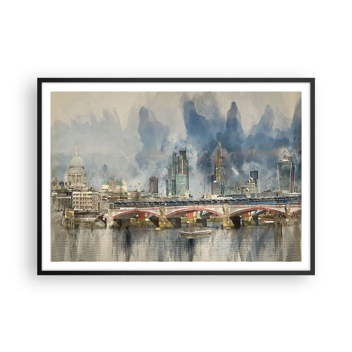 Plagát v čiernom ráme - Londýn v celej svojej kráse - 100x70 cm