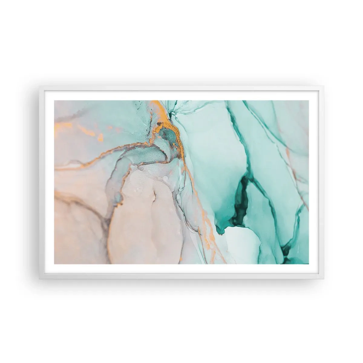 Plagát v bielom ráme - Tanec tvarov a farieb - 91x61 cm