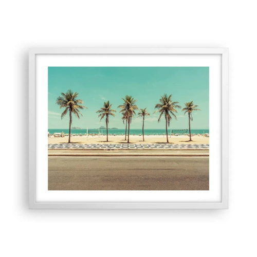 Plagát v bielom ráme - Stráženie pláže - 50x40 cm