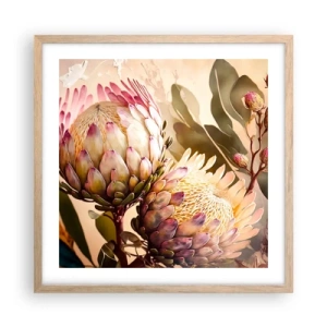 Plagát v ráme zo svetlého duba - Nežne objaté - 50x50 cm