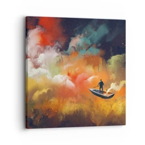 Obraz na plátne - Loďou cez galaxiu - 30x30 cm
