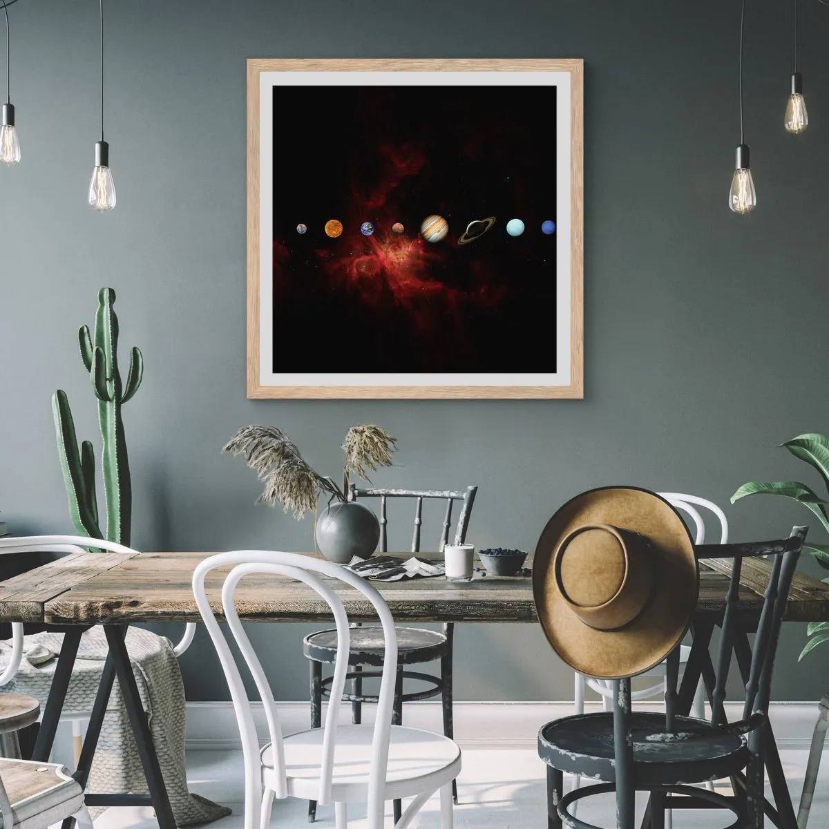 Plagát v ráme zo svetlého duba - Naša štvrť - 30x30 cm