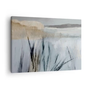 Obraz na plátne - Malebná zimná krajina s poľami a trávami - 70x50cm - Zimné polia - Moderná nástenná dekorácia do obývacej izby a spálne ARTTOR