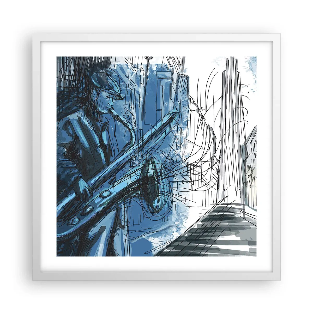 Plagát v bielom ráme - Mestská rapsódia - 50x50 cm