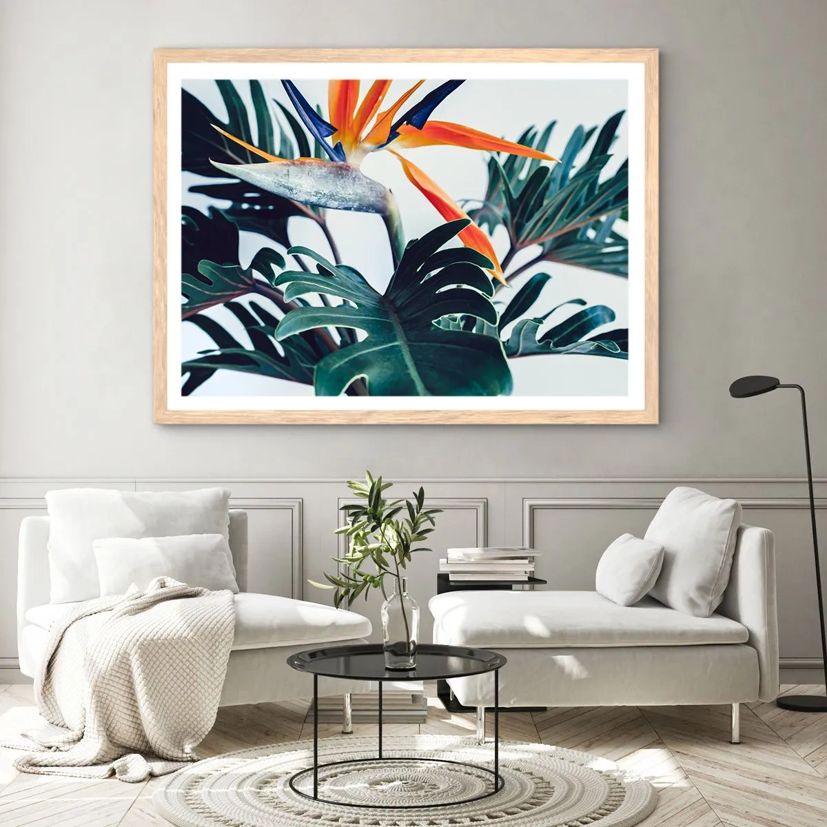Plagát v ráme zo svetlého duba - Vtáker - 100x70 cm