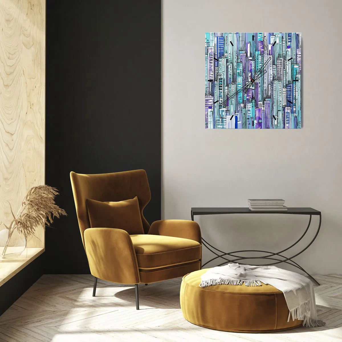 Nástenné hodiny - Zmodralé od neba  - 30x30 cm