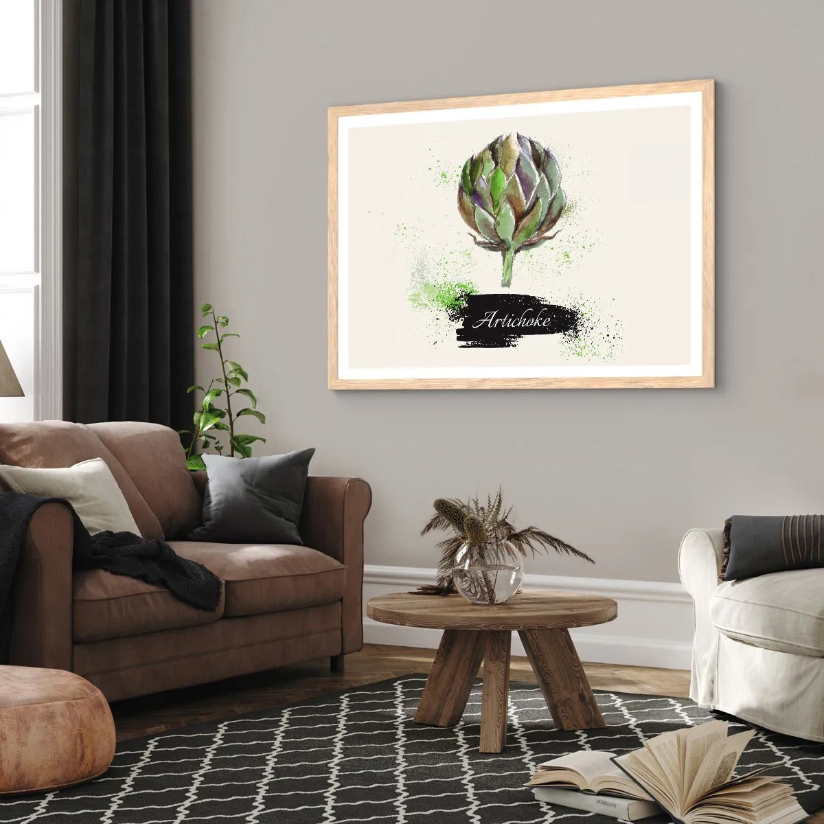 Plagát v ráme zo svetlého duba - Nech žije zelenina! - 100x70 cm