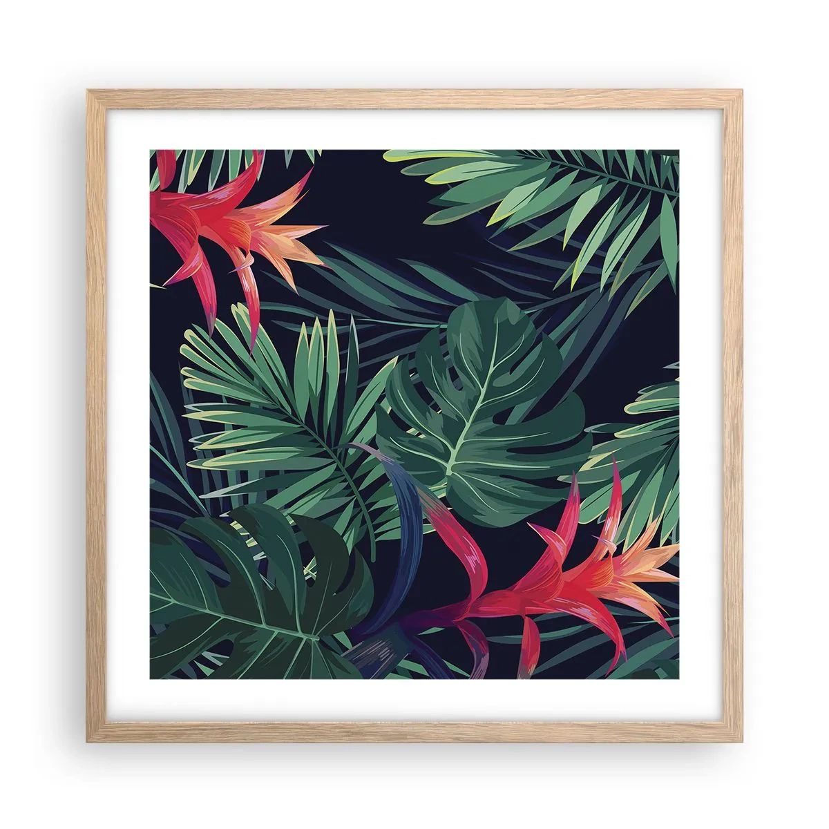 Plagát v ráme zo svetlého duba - Vzplanúť v zelenom - 50x50 cm